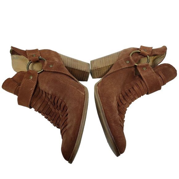 Seychelles Impossible Harness‎ Cognac Suede Ankle Boot Women's Size 7 - Picture 9 of 11